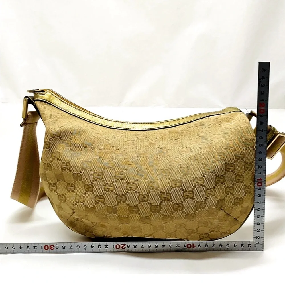 Gucci Shoulder Bag Sharry Line Mustard Brown Canvas 1635511